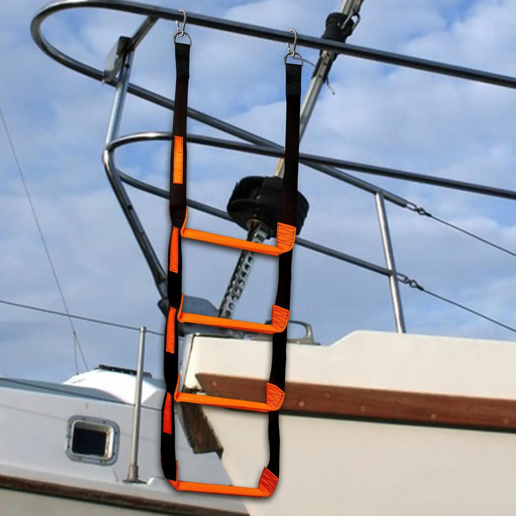 Kayak Ladder Portable Stairs Accessories 4-Step 600lbs Climbing Pontoon Boat Ladder Kayak Yacht Canoeing Swimming Outdoor Water Zpaxo