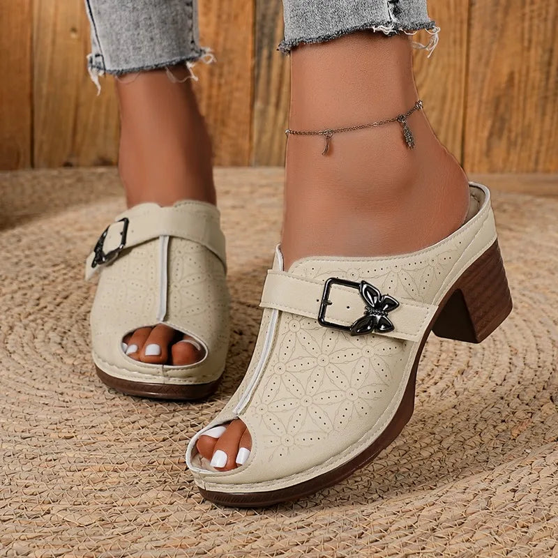 Women's Summer Fashionable Round-head Slippers Women Metal Butterfly Zpaxo