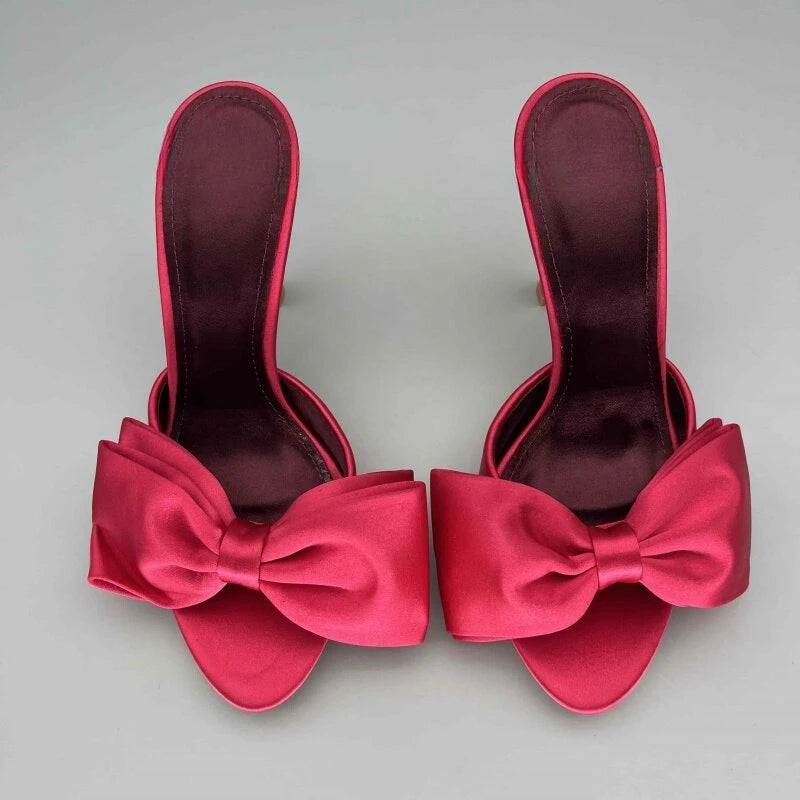 Summer Silk Butterfly-knot Heels Women's Slippers 2026 Sexy Pointed Zpaxo