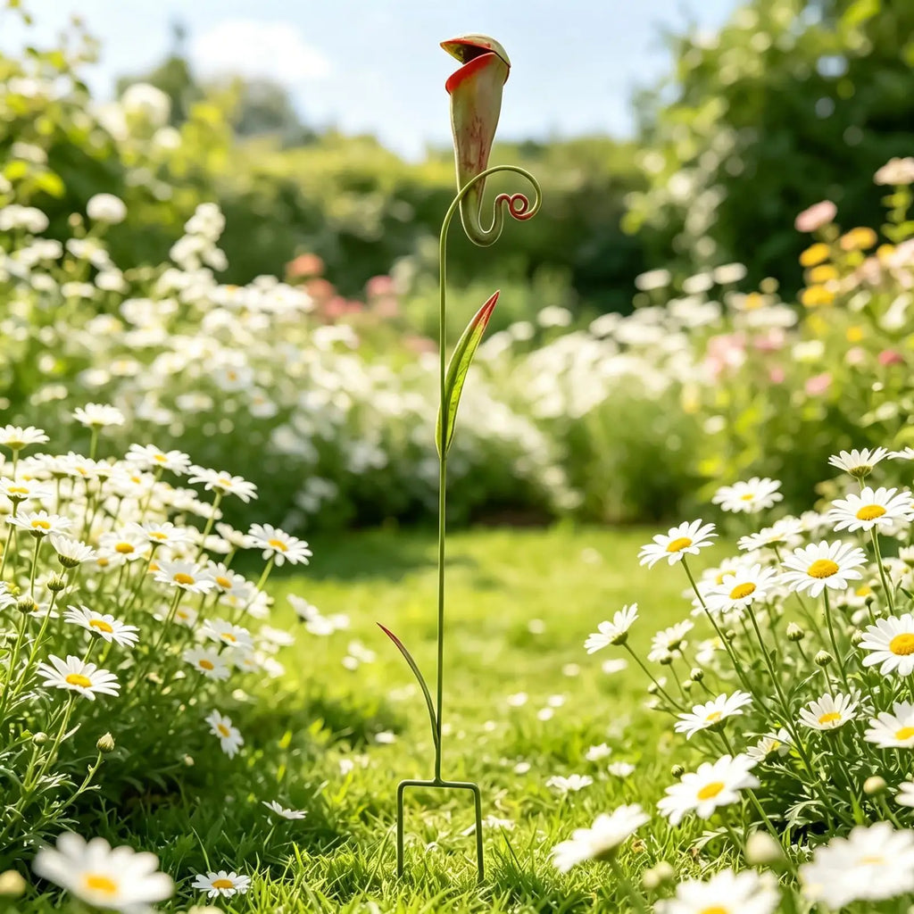 Metal Carnivorous Plant Garden Stake Whimsical Funny Sculpture Lawn