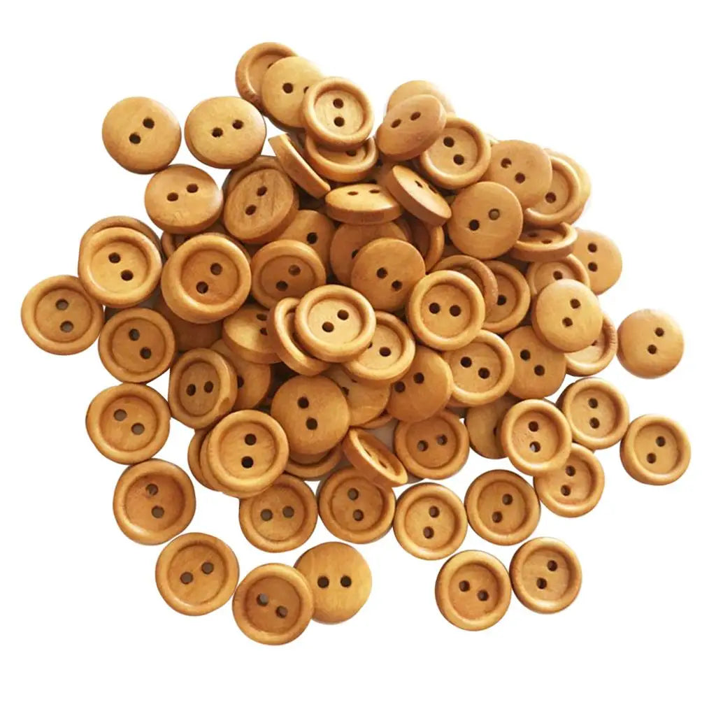 Wood Buttons 13mm 15mm Round Sewing Decorative Buttons for Needlework Clothes and Baby Craft Embellishments DIY Supplies Zpaxo