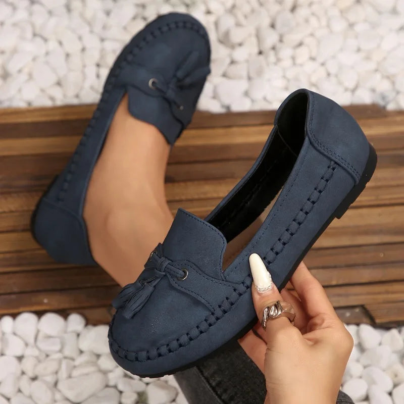 Women's Flats Fashion Breathable Casual Shoes Slip Ballet Suede Zpaxo