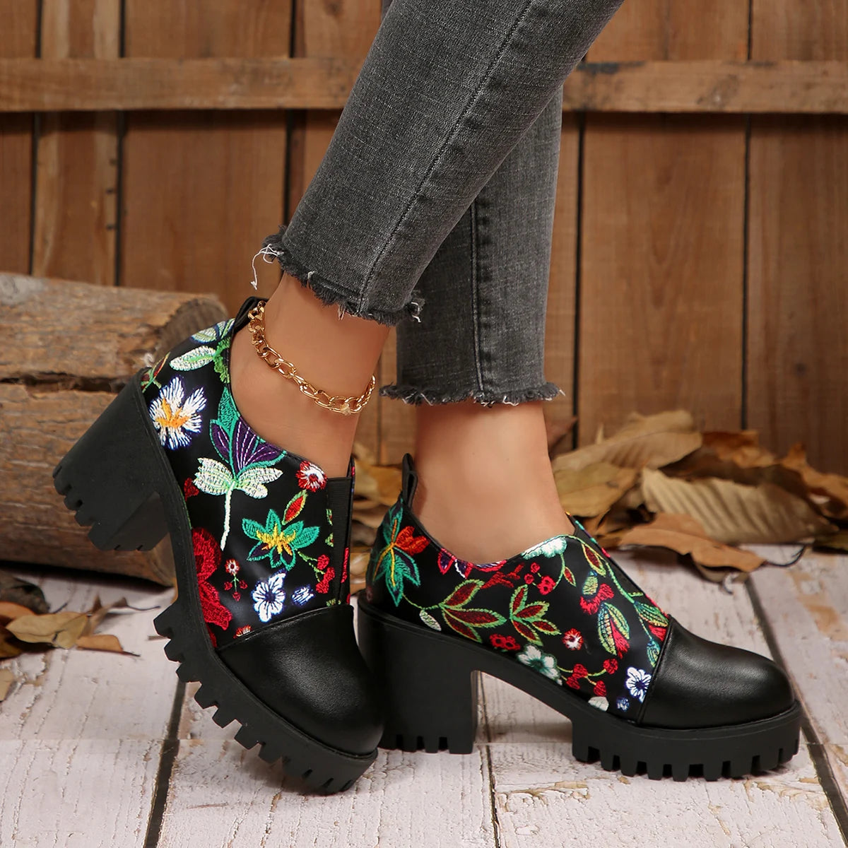 Trend Women High Heel Pumps Trend Casual Heels Female Flower Fashion Leather Women Shoes Spring Autumn 2025 New High Heels Zpaxo