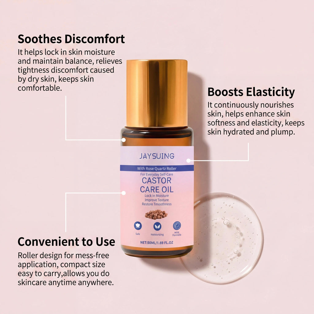Organic Castor Oil Rose Quartz Roller – Skin & Hair Care Castor Oil Roller Zpaxo