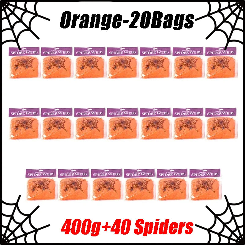 Stretchable Spider Web Decor Fake Spiders Halloween Creepy Indoor