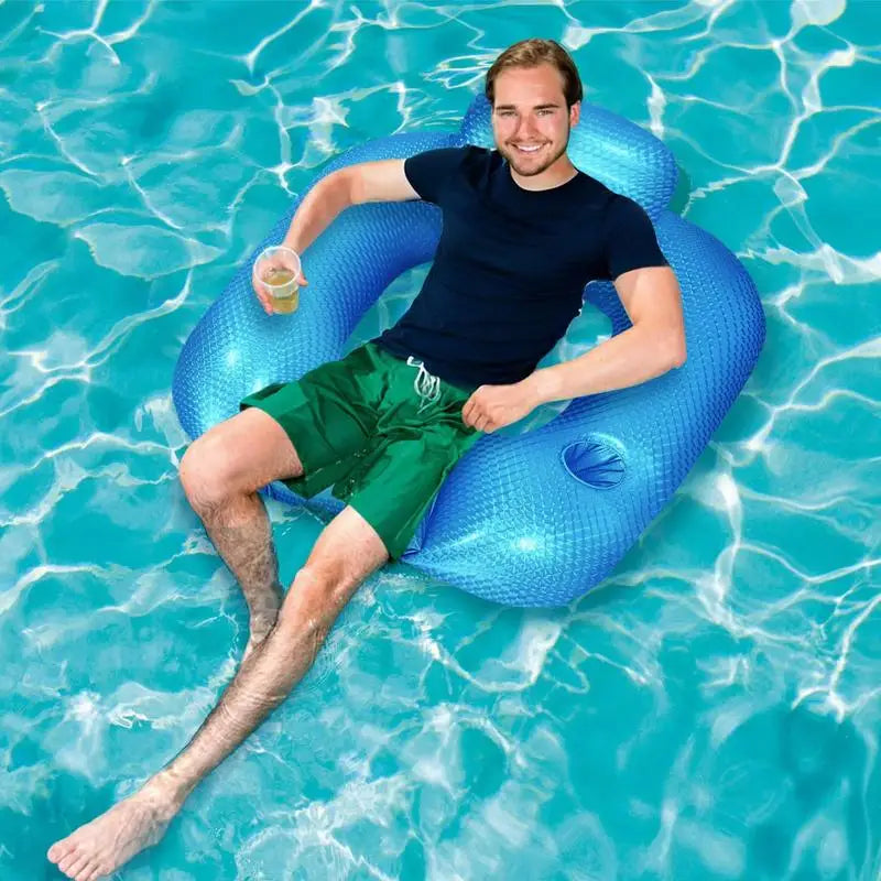 Pool Lounger Float Swimming Inflatable Relaxing Bed Backrest Weather Zpaxo