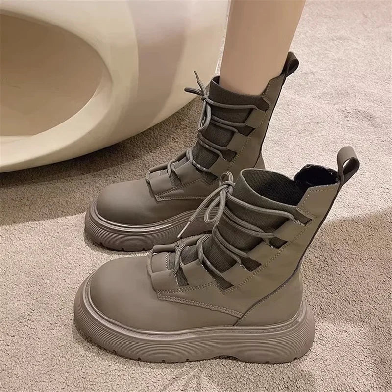 2023 Women Boots Spring Autumn Students Casual Fashion Shoes Lace-up Zpaxo