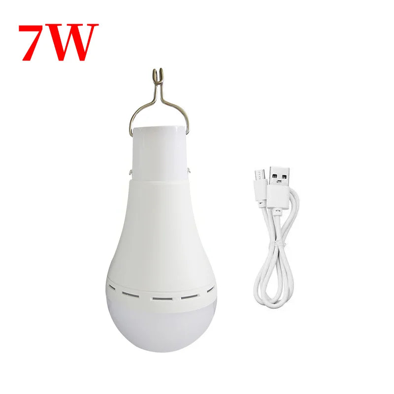 Solar Light Panel USB Charged Hanging Emergency Sunlight Powered Lamp Zpaxo 7W bulb