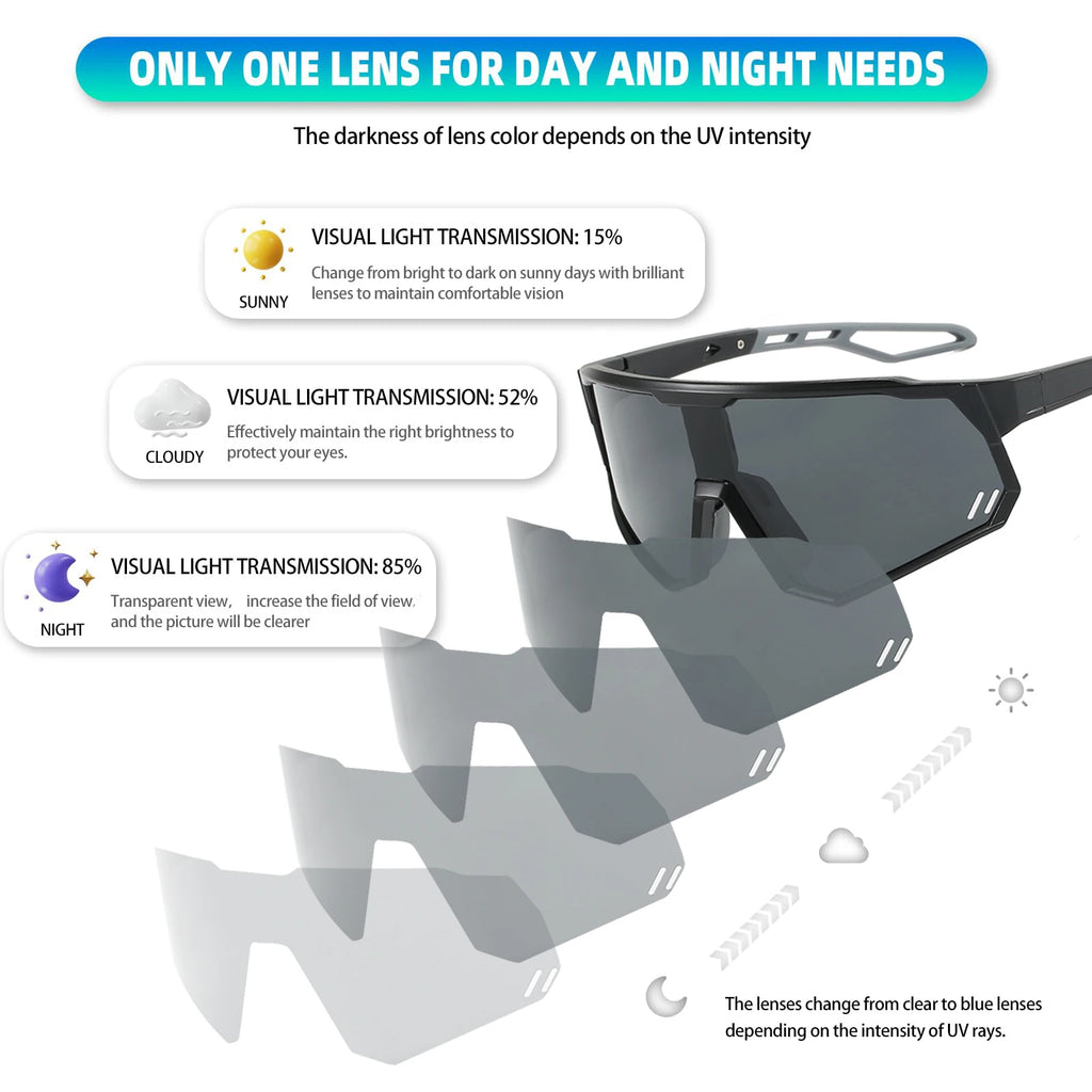 Toptrek Polarized Cycling Sunglasses Photochromic Bike MTB Driving Men Women Glasses Outdoor Sport Hiking Riding Fishing Eyewear Zpaxo