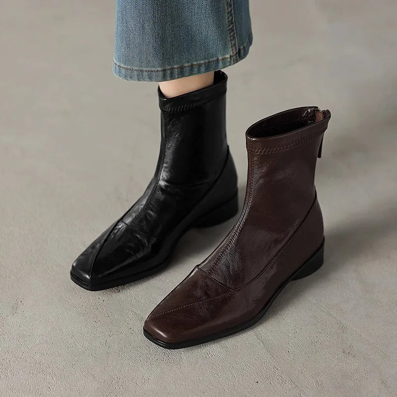 Block Heel Booties Women 2025 Fall Winter Retro Platform Heightened