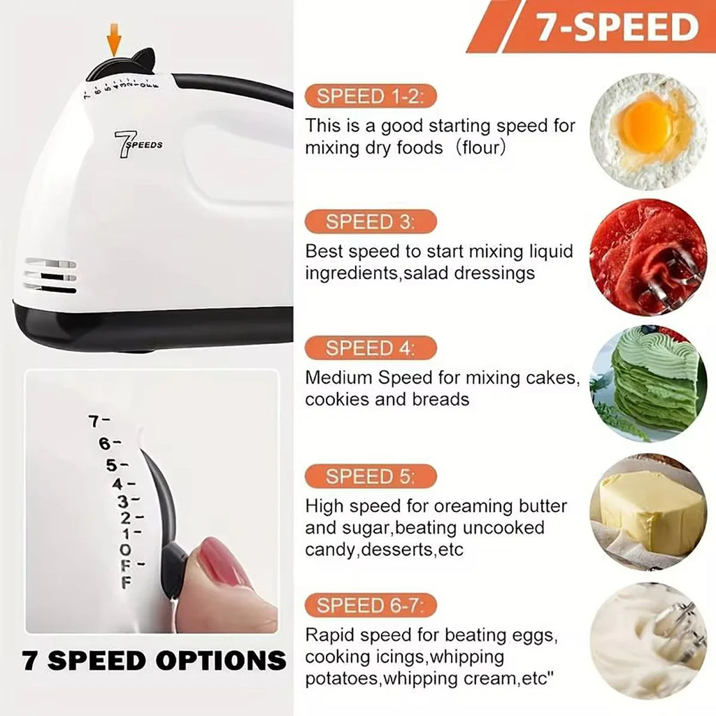 7-Speed Handheld Electric Egg Beater Mini Automatic Mixer for Egg White And Cream with EU/US Plug Household Kitchen Tool Zpaxo