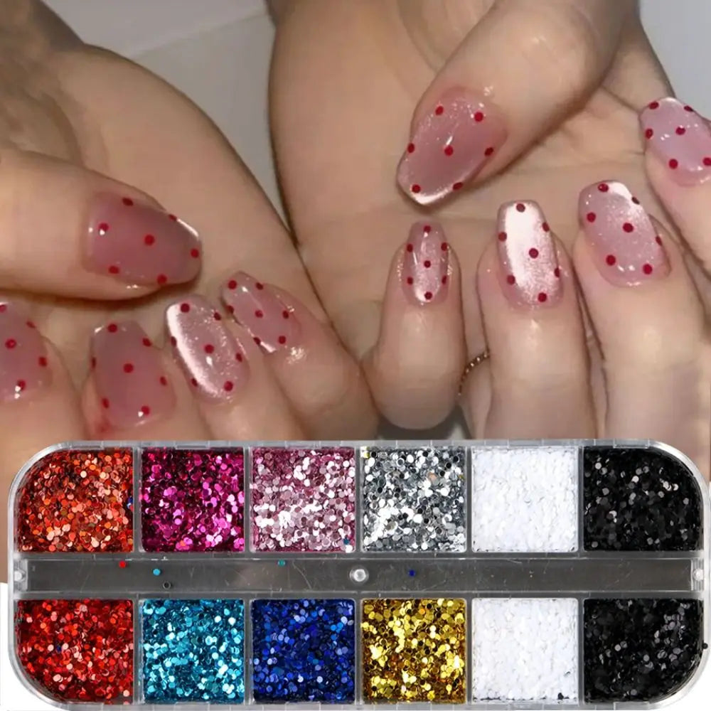Y2K Cute Nail Sequins Kawaii Mini Flakes Black White Silver Golden Zpaxo