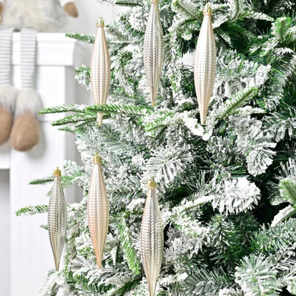 6-Pack Glitter Electroplated Christmas Ornaments – Icicle & Cone Christmas Tree Ornaments Zpaxo