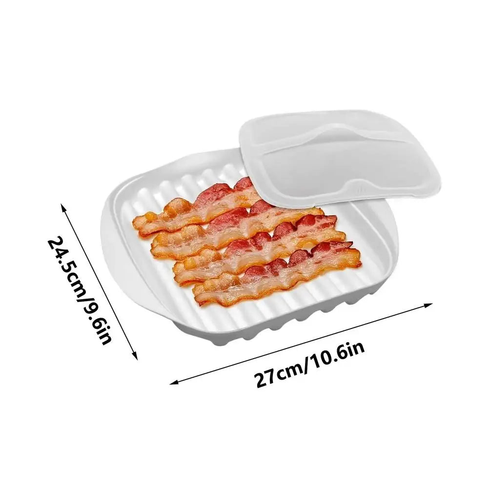 Bacon Microwave Tray Non-Sticky Kitchen Gadgets Bacon Cooker for Microwave Oven for Pizza Meat Hot Dogs Sausage Tacos Meal Prep Zpaxo White