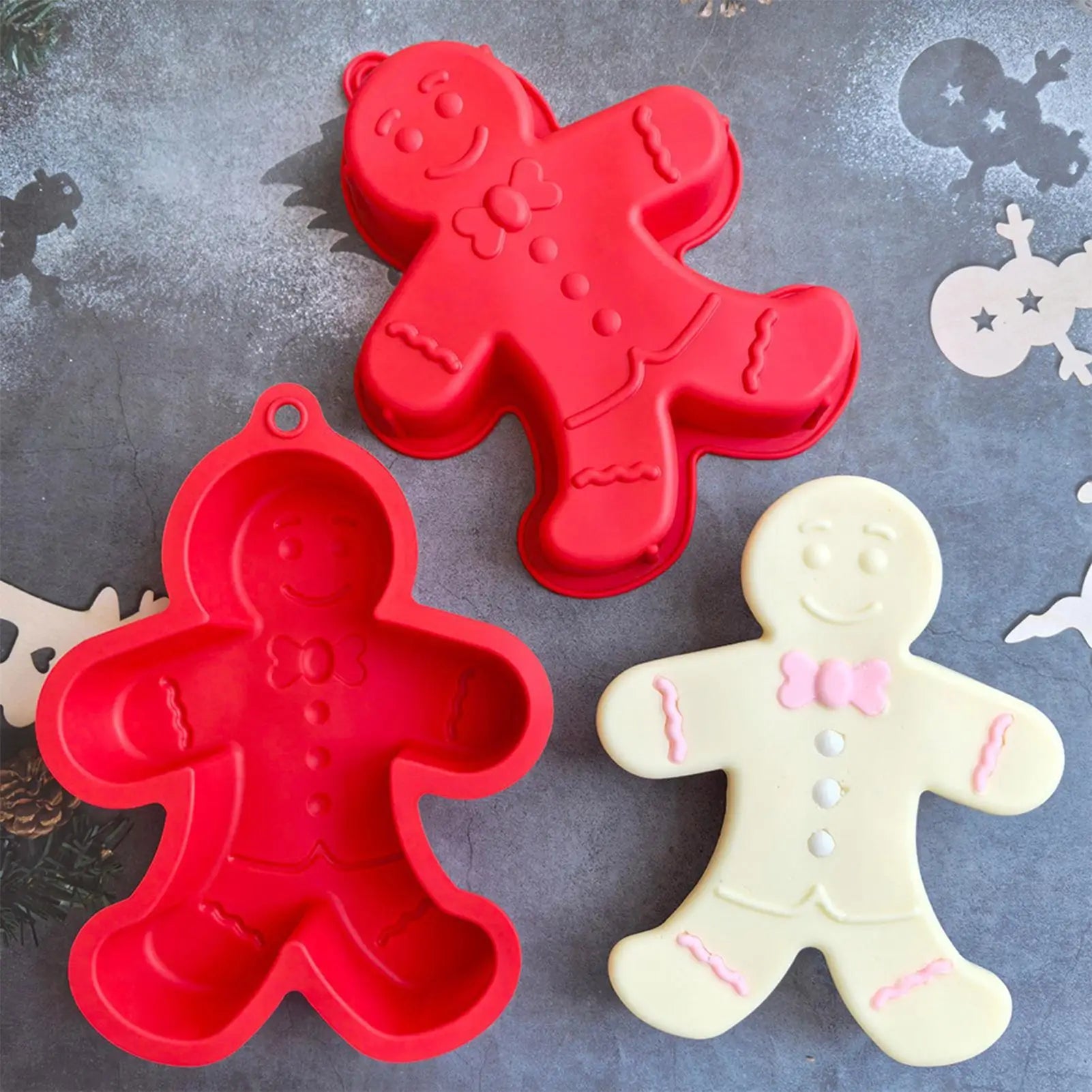 3D Silicone Gingerbread Man Baking Mold Non Stick Christmas Tray Cake