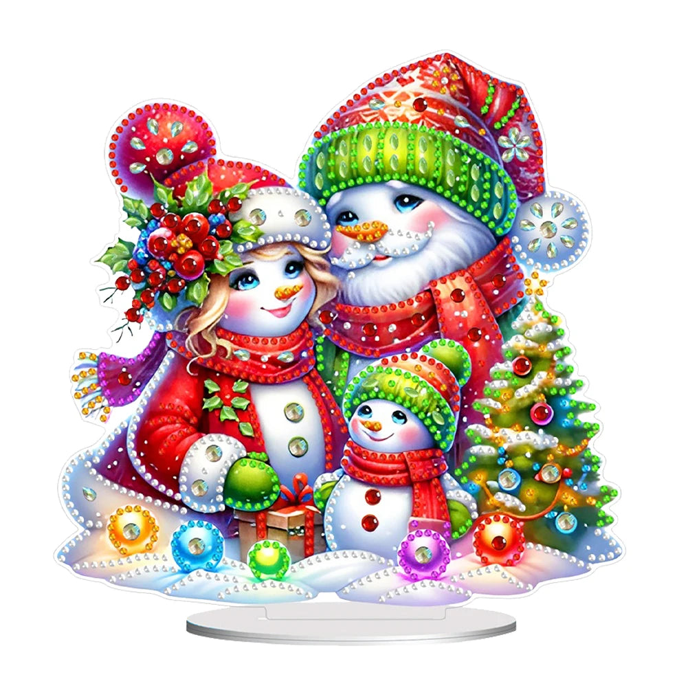 Acrylic Christmas Gingerbread Man Table Top Diamond Painting Ornament Kits Rhinestones Desktop Ornaments for Home Office Decor Zpaxo Snowman 3