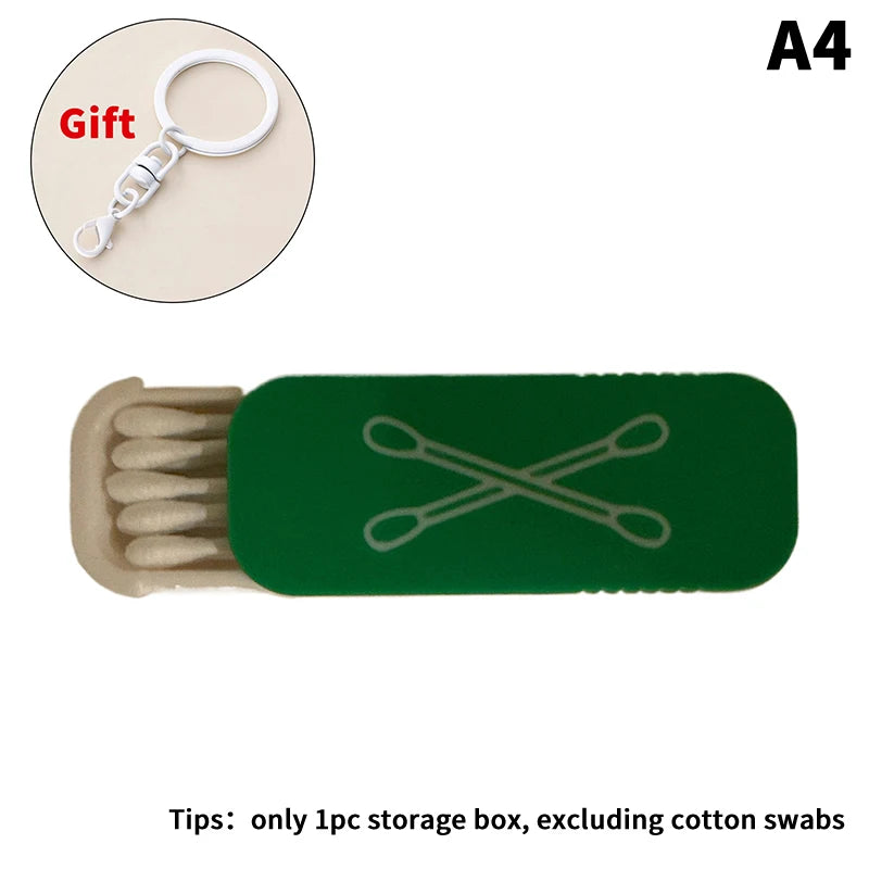 CMNew Mini Sliding Cotton Swab Storage Box Keychain Portable Case Zpaxo A4