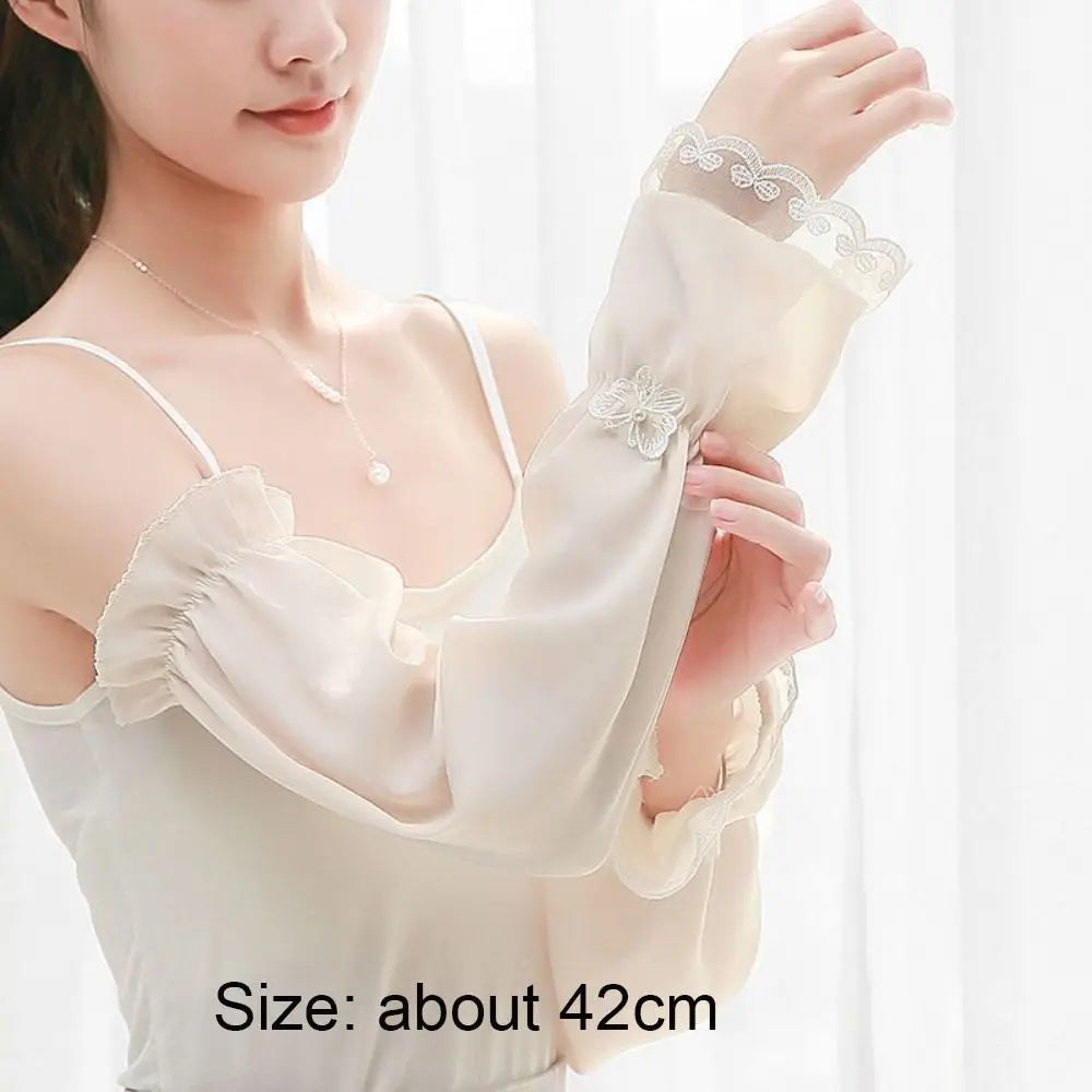 Fashion Loose Fit Sunscreen Sleeves Thin Fabric Breathable Arm Sleeves UV Protection Fingerless Gloves Summer Zpaxo