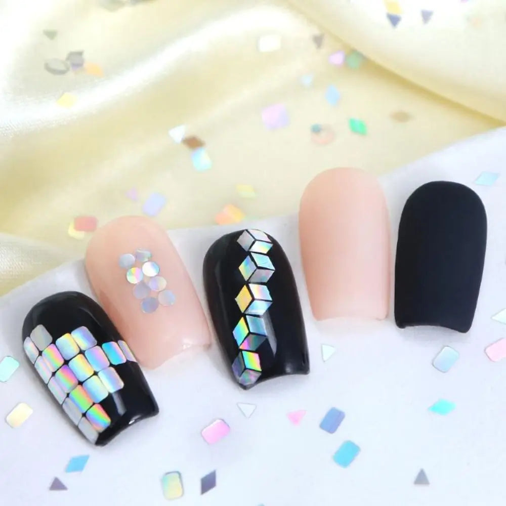 6 Grids Nail Enhancement Laser Glitter Geometric Patterns DIY Manicure Tools Nail Art Sequins Nail Decoration Nail Charms Zpaxo