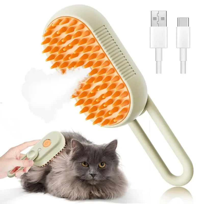 Cat Dog Steamy Brush Steam Brush Electric Sprayer for Massage Pet Grooming tool Shedding 3 in 1 Electric Sprays Massage Combs Zpaxo brown 3Pcs