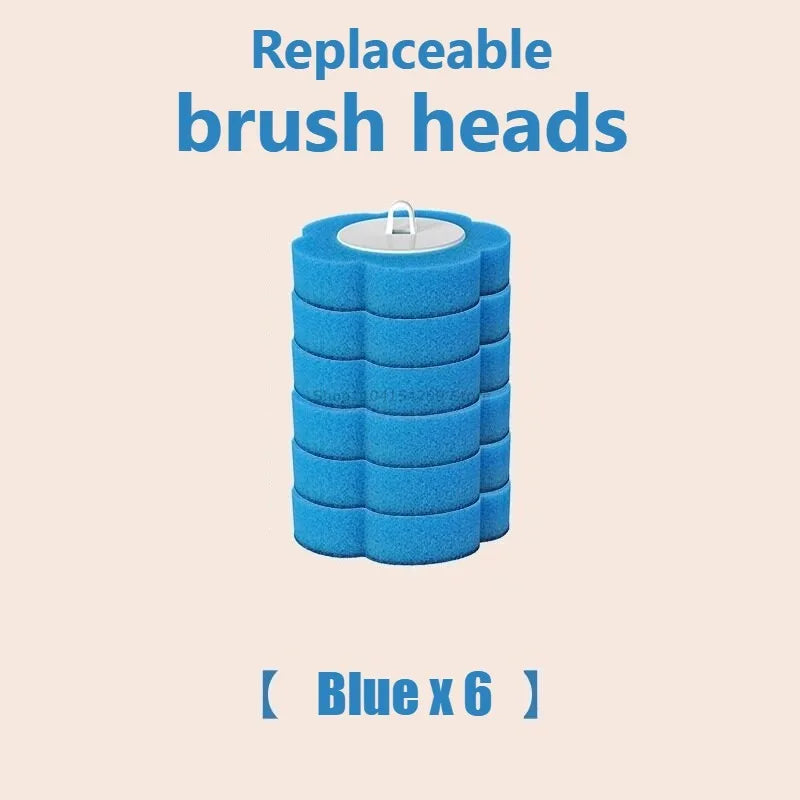 Disposable Toilet Brush Replacement Head Cleaning Kit Lengthened Handle Auto Lid Opening Toilet Bowl Cleaner Kit for Bathroom Zpaxo 6pcs brush-Blue