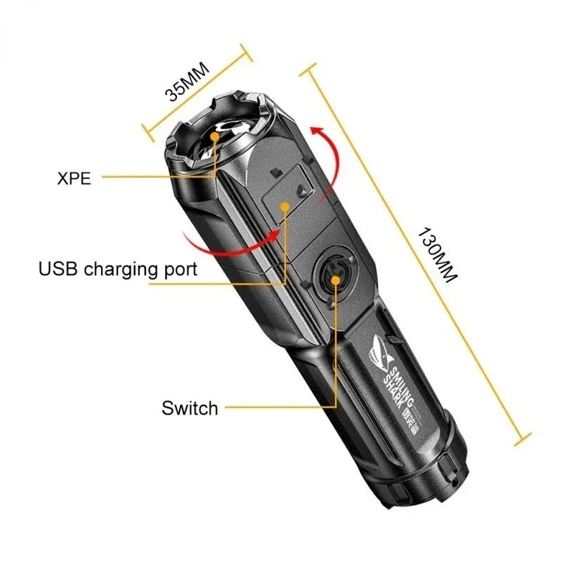 ESMARTER USB Rechargeable LED Flashlight – Zoomable 500LM Torch