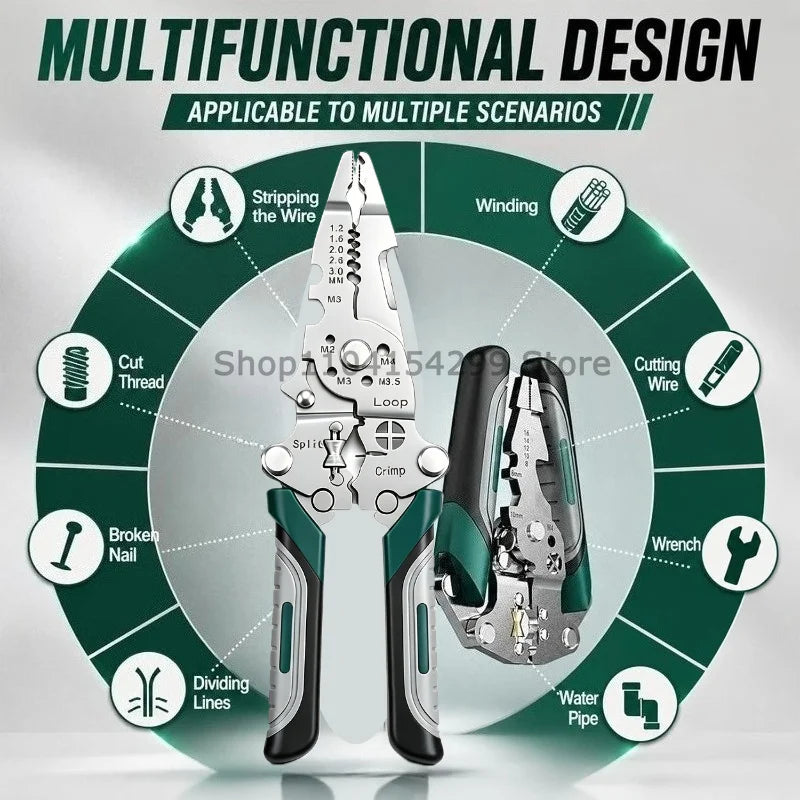 Foldable 18-in-1 Wire Stripping Pliers Crimping Tool Multifunctional