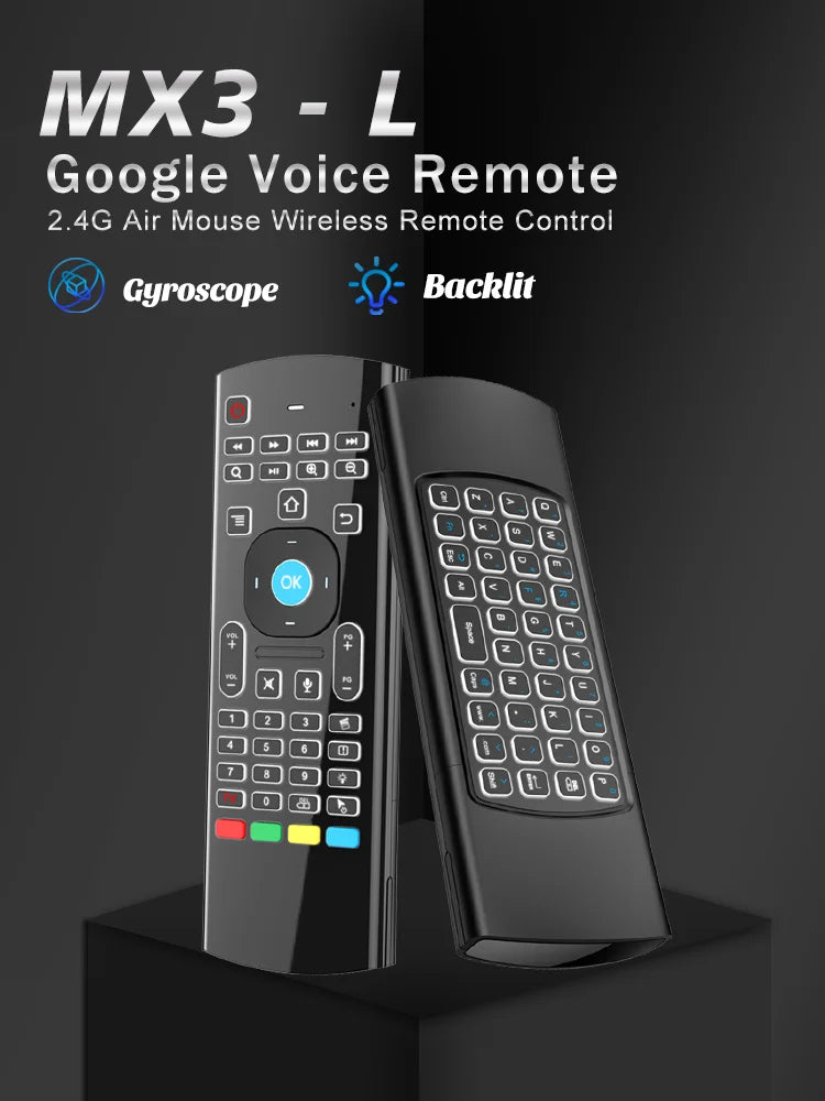 MX3 Voice Remote Control Wireless Air Mouse Mini Keyboard Backlit Zpaxo