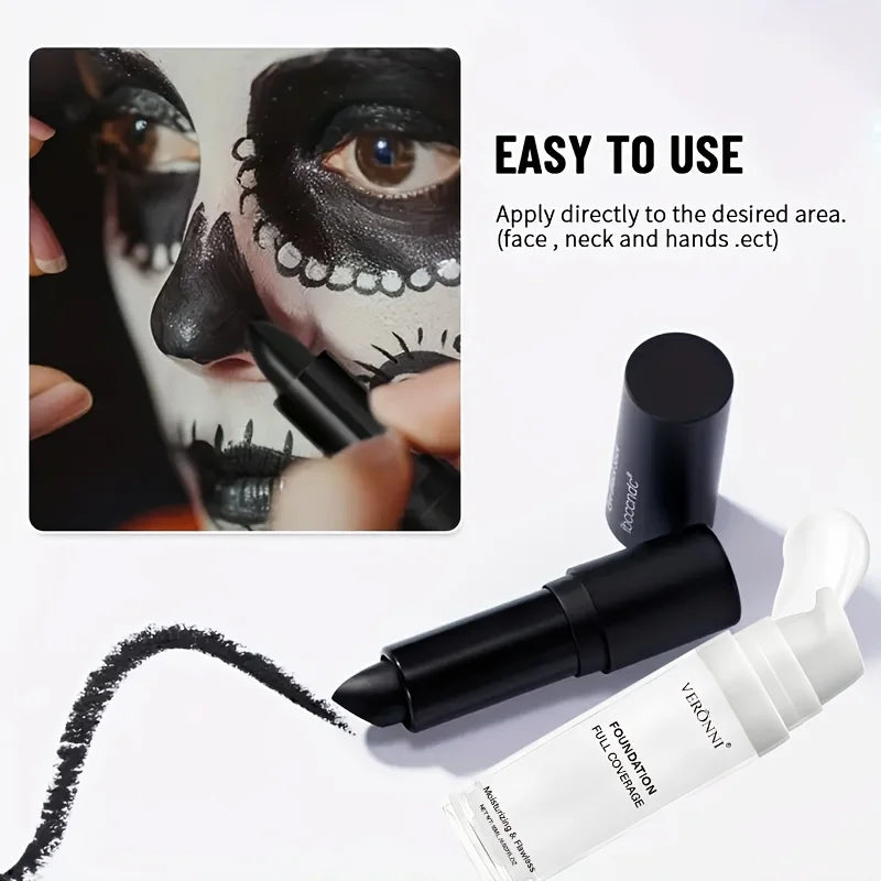 White Liquid Foundation Black Lipstick Makeup Pure Cream Creamy Stick Zpaxo