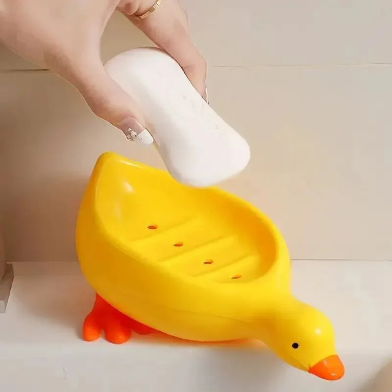 Cute Duck Soap Dish – Self-Draining Plastic Soap Holder Soap Dish Zpaxo