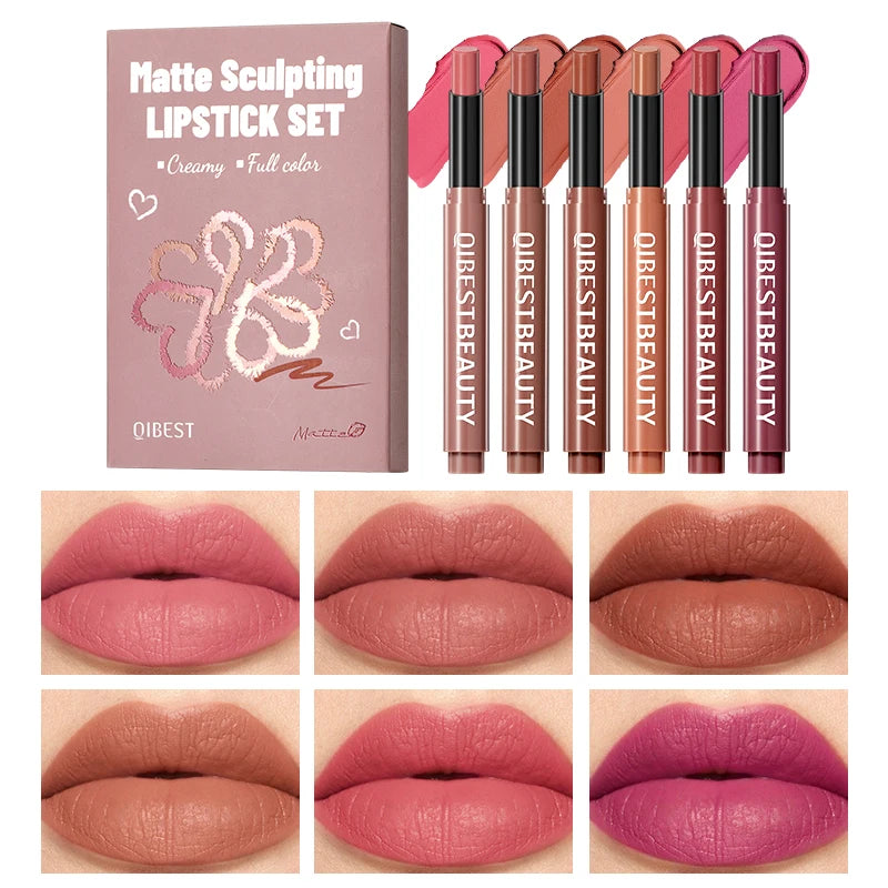 6-Pack Velvet Lip Gloss Long-lasting Rendering Non-stick Matte Zpaxo Q2589-Set