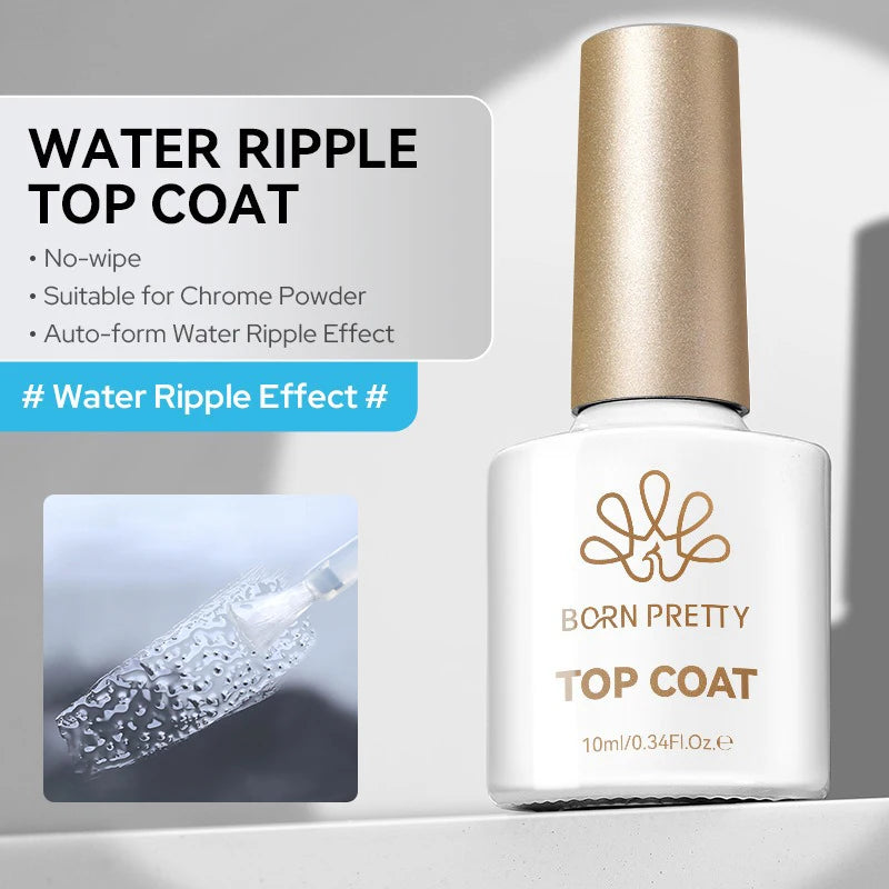 1/2pcs 3D Water Ripple Top Coat Gel Nail Polish No Washing Top Coat Nail Art Gel Naturally Formed Shape UV Soak Off Gel Varnish Zpaxo Top Coat