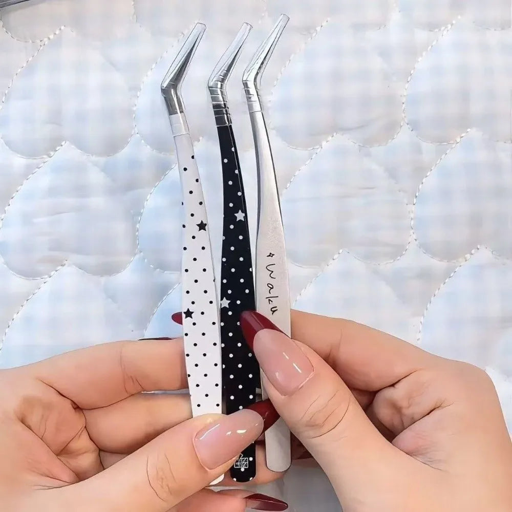 Stainless Steel Curved Stickers Tweezers Precision Cartoon False Zpaxo