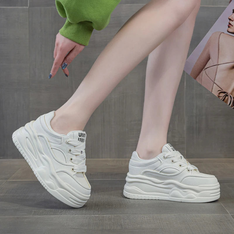 White Sneakers Women All Matchspring Autumn Thick Sole Fashion Sport Zpaxo