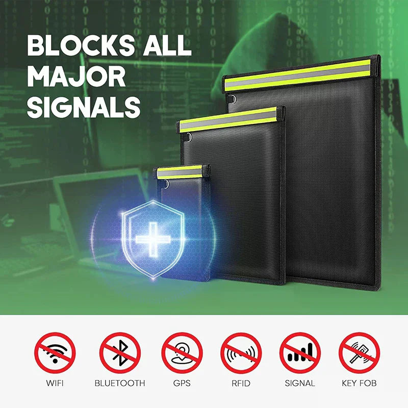 3-Pack Faraday Bags – RFID & Signal Blocking Laptop, Tablet & Key