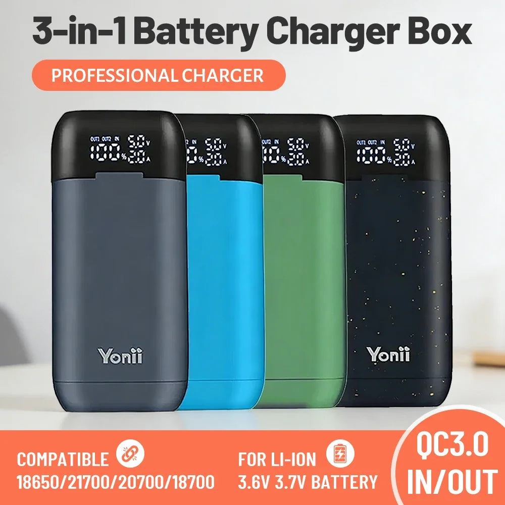 Portable 18650 Battery Charger Case DIY Power Bank Box QC3 0 PD 18W