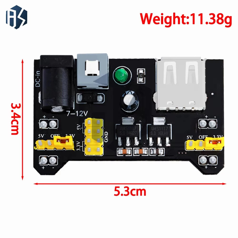 MB102 Breadboard Kit: Power Module + 830-Point Solderless Prototype Breadboard + 65 Flexible Jumper Wires Zpaxo