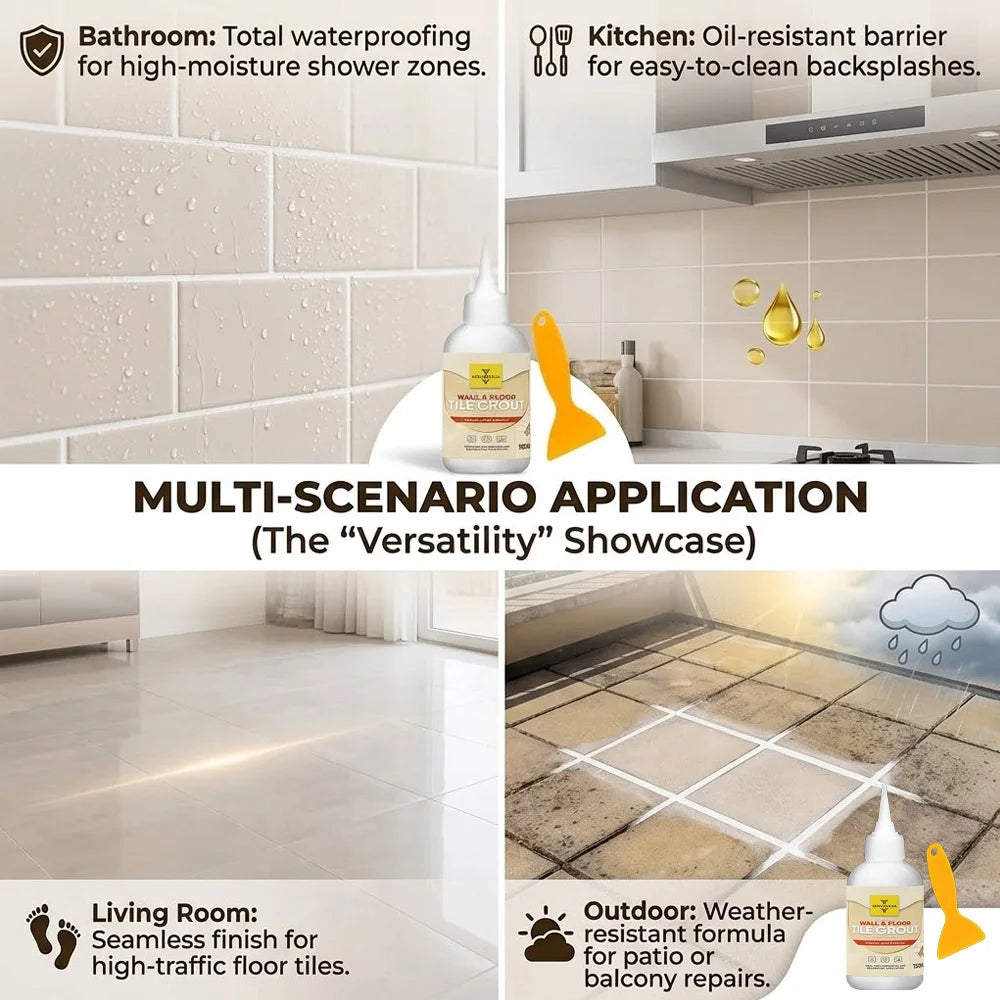 Waterproof Tile Grout Sealer Mold-Proof Quick Dry Repair Agent Floor Wall Gap Filler for Kitchen Bathroom Tile DIY Repair Kit Zpaxo