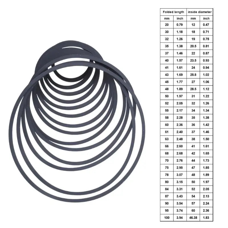 Square Rubber Belt for Recording Devices and Video Player 1.5mm Strong Rubber Belts 20-100mm Folded Option Zpaxo