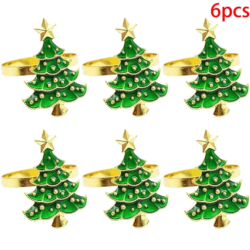Christmas Napkin Rings Xmas Tree Ornaments Kitchen Dinner Table Zpaxo C