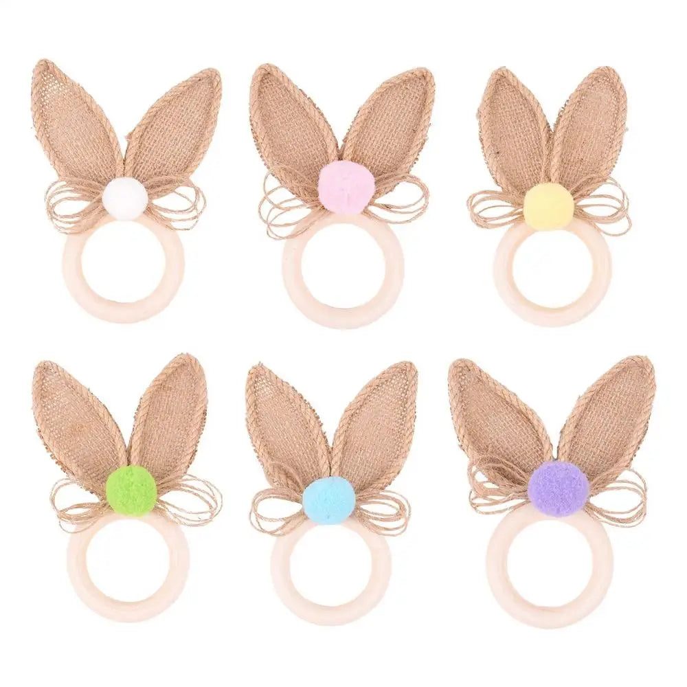 Easter Napkin Rings 6 Bunny Ear Spring Serviette Table Settings Decor