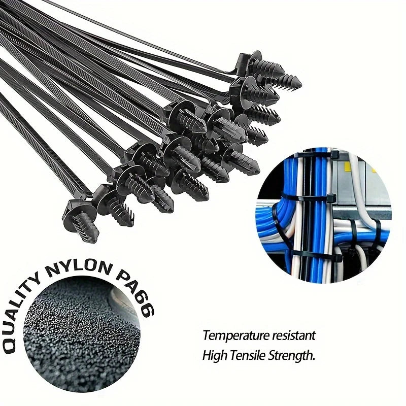 Universal Nylon Push Mount Cable Zip Tie Self Locking Strap 5 Most