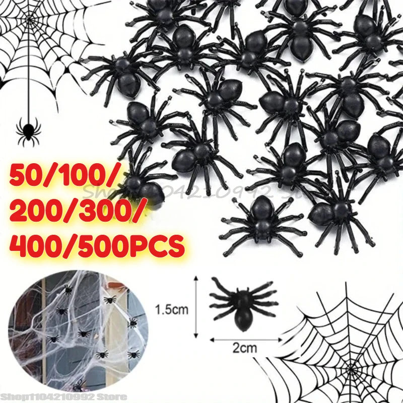 Wholesale Mini Fake Black Spiders Halloween Decoration Horror Spider DIY Party Haunted House Prop Lifelike Insects Tricky Toys Zpaxo