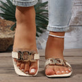 Women's Sandals Summer Large Fashion Metal Buckle Slippers Flat Pvc
