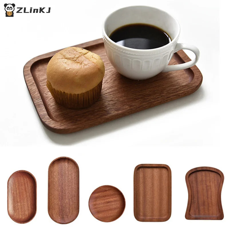 ▶1PCS Wooden Tray - Handmade Dinner Plate for Cake Bread Coffee Tea Serving Ideal for Table Decoration Zpaxo