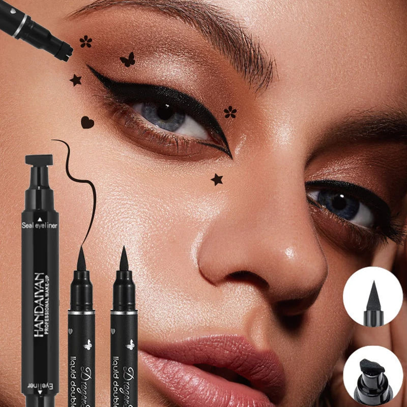1 Black Eyeliner Stamp Waterproof Sweat-proof Dual-ended Liquid Quick