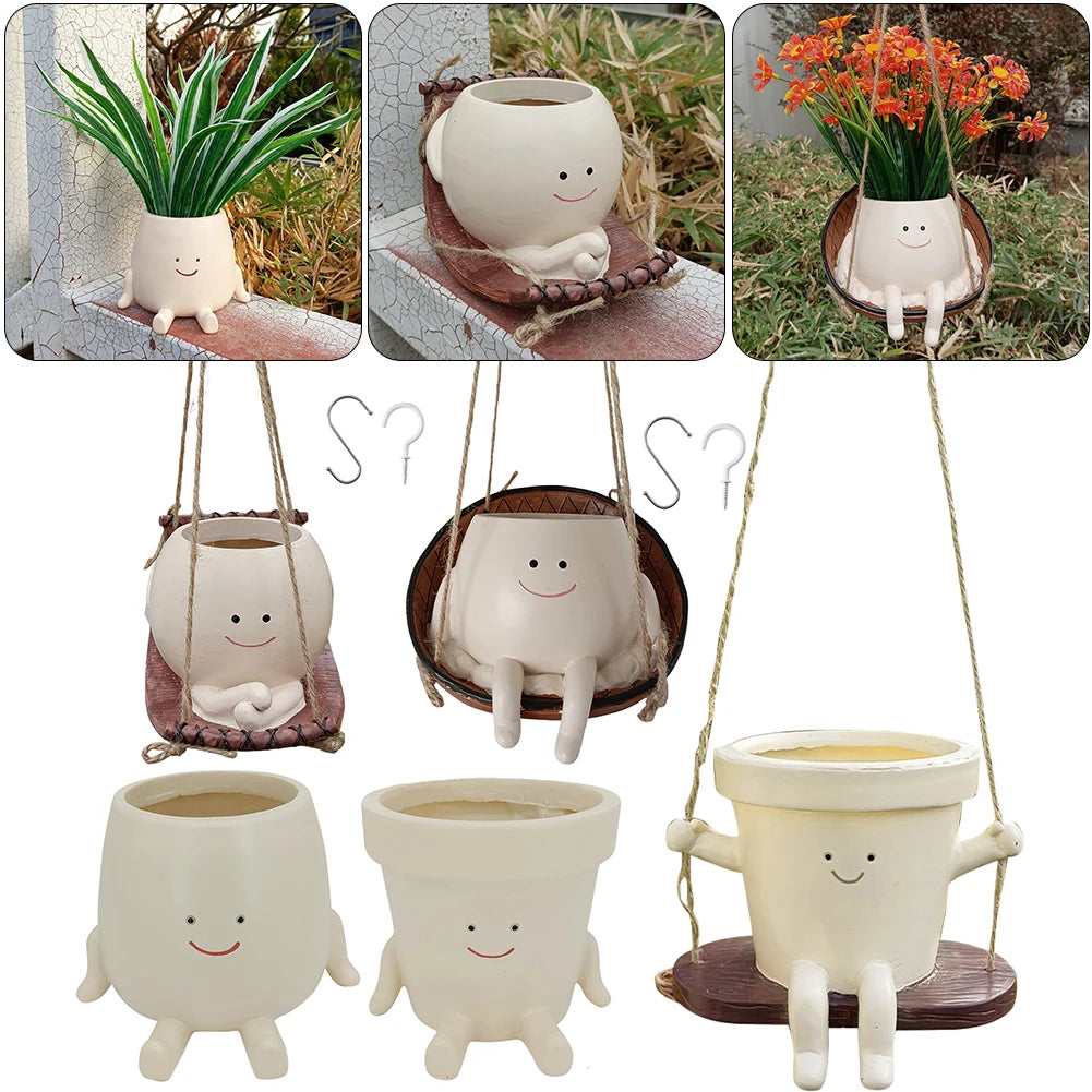 Cute Plant Succulent Pots Resin Hanging Swing Chair Planter Creative
