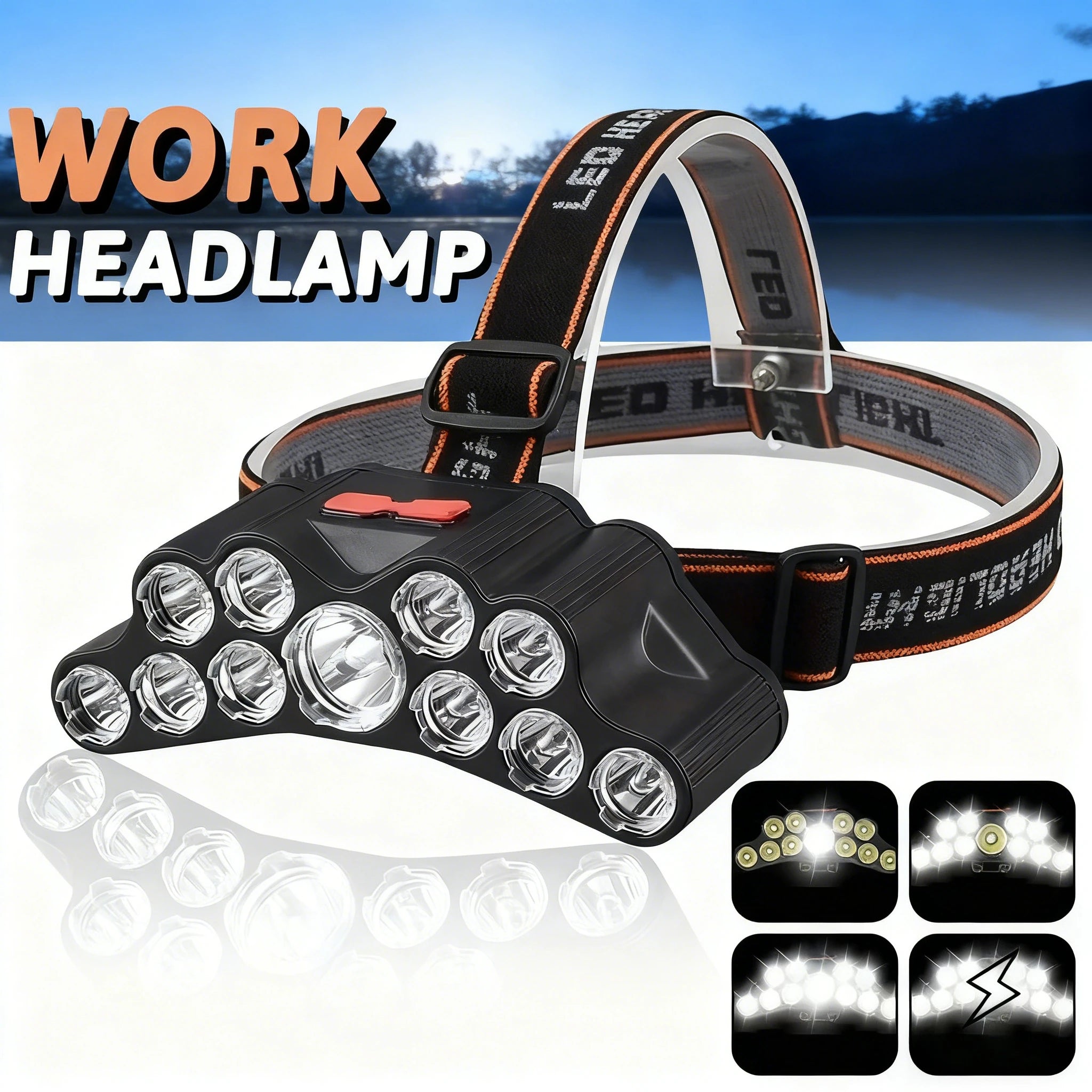 KDULIT USB-C Rechargeable LED Headlamp – 10W Camping Torch
