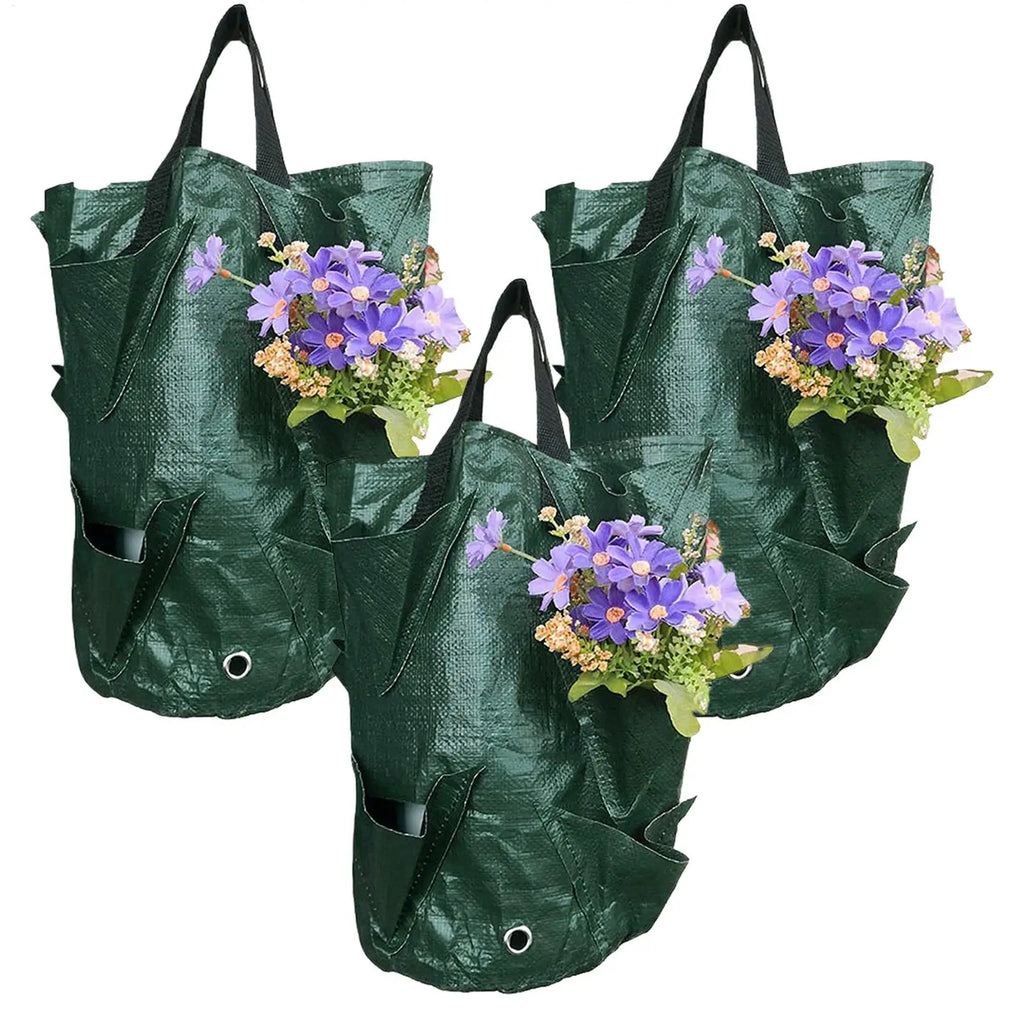 3-Pack Hanging Grow Bags – Vertical Strawberry Tomato Planter Vertical Hanging Planter Zpaxo