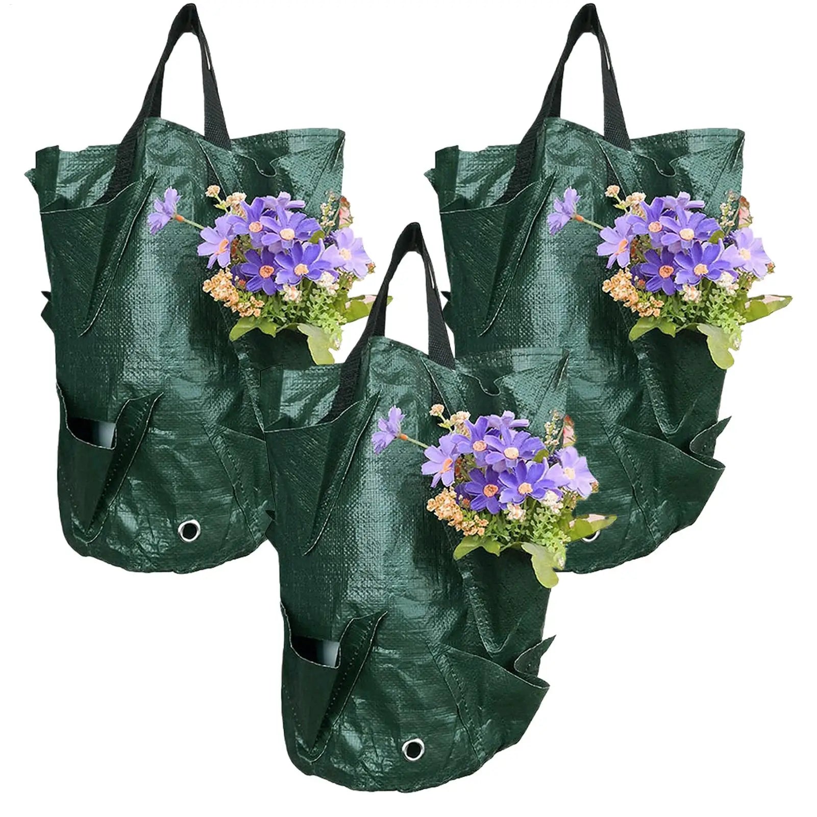 3-Pack Hanging Grow Bags – Vertical Strawberry Tomato Planter Vertical Hanging Planter Zpaxo